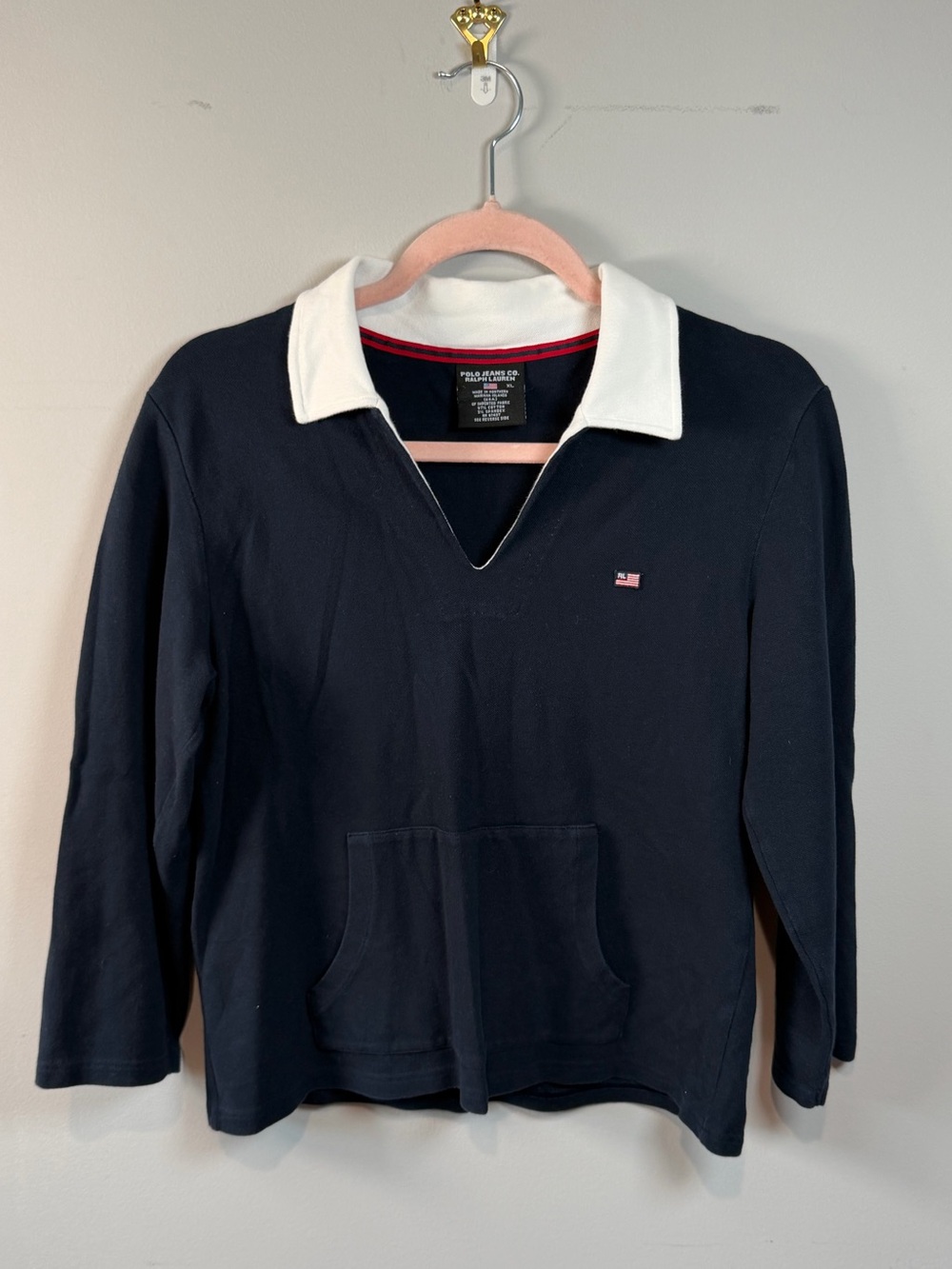 Polo Jeans Co. Ralph Lauren Women’s Navy Long-Sleeve Rugby Pullover Shirt XL